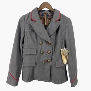 Aratta Silent Journey Gray Wool Blend Double Breasted Blazer Size‎ S